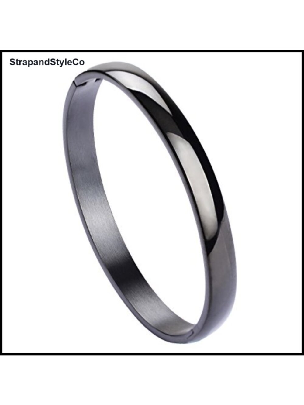 Stainless Steel Oval Bangle Bracelet Polished Hinged Cuff